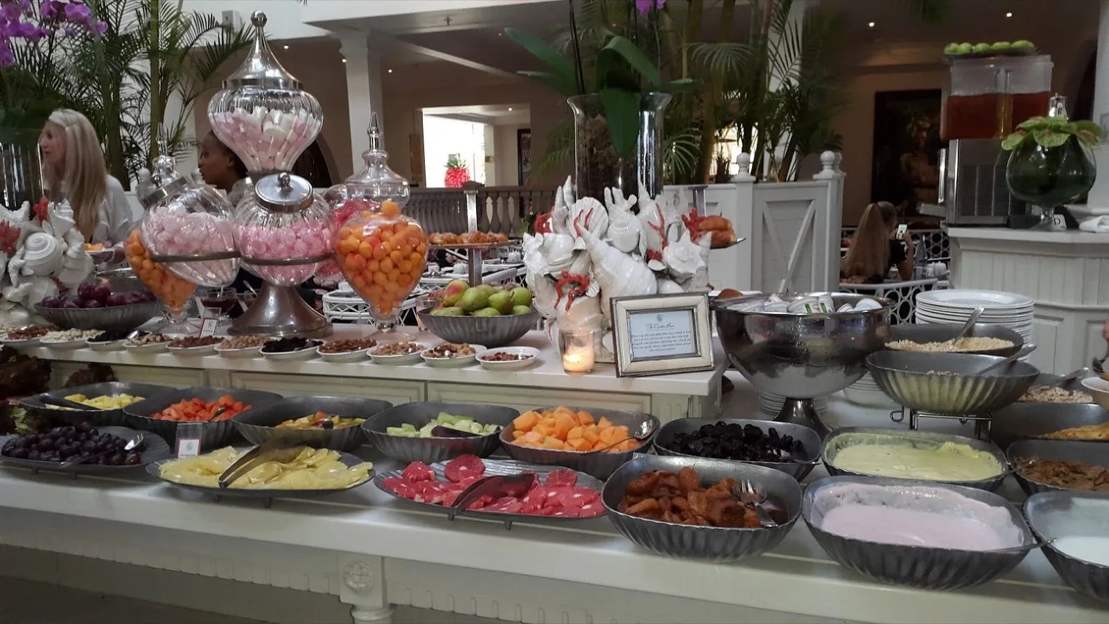 The breakfast buffet laid out