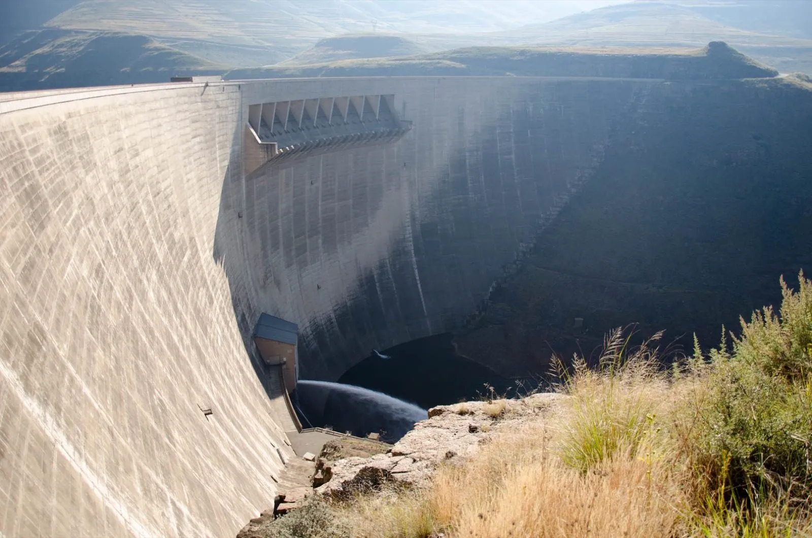The Katse dam wall dropping away