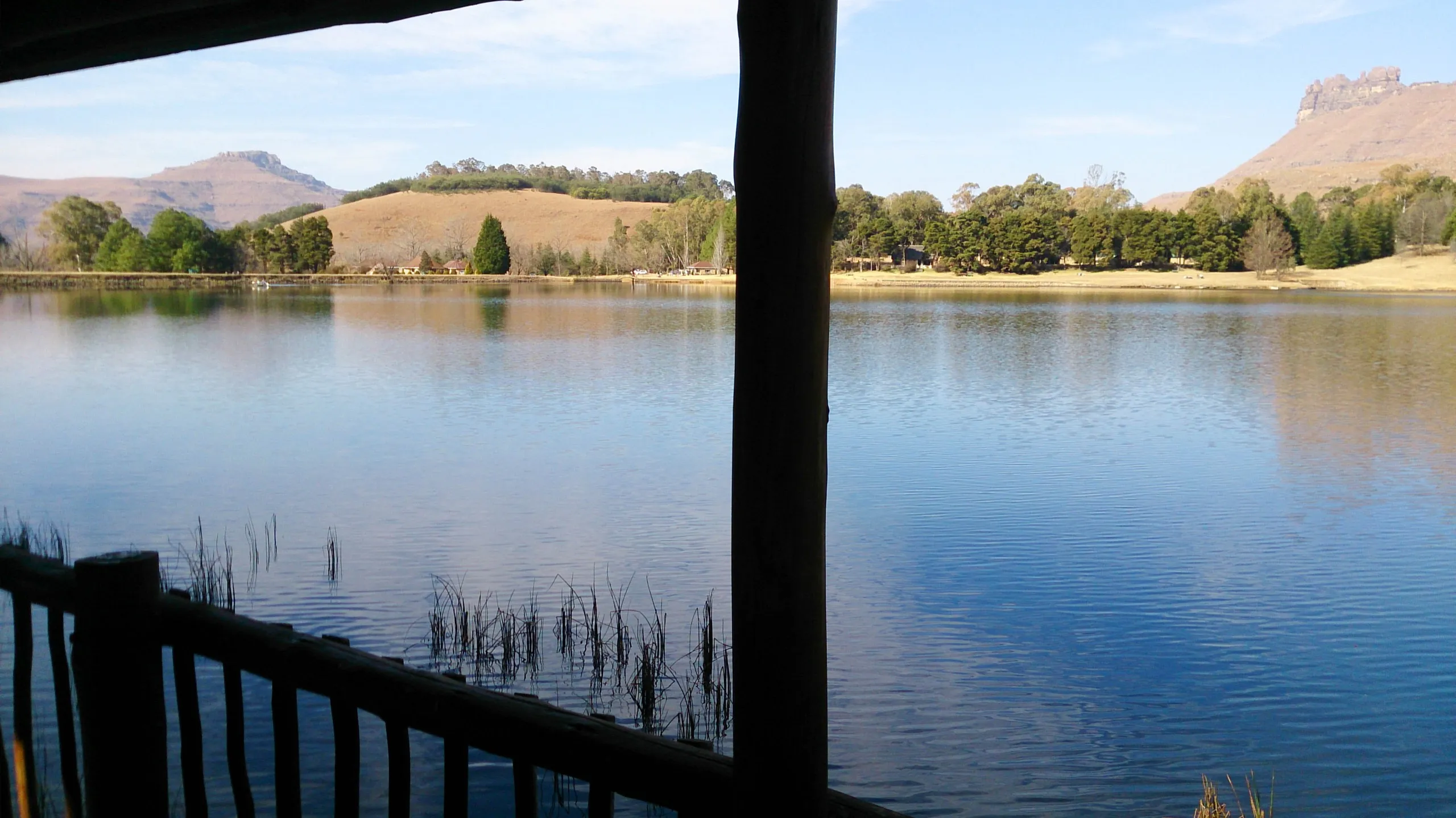 The view over the lake from the chalet deck