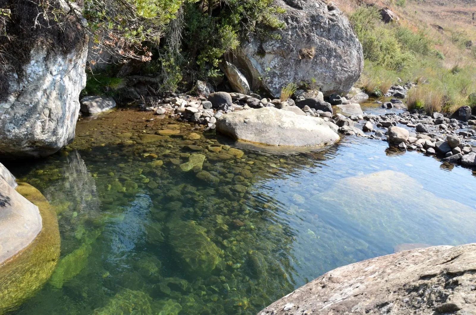 The rock pools along the river