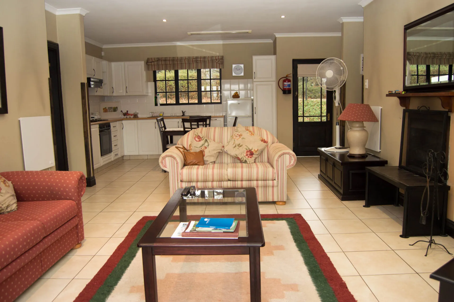 The open-plan lounge and kitchen of the self-catering cottage