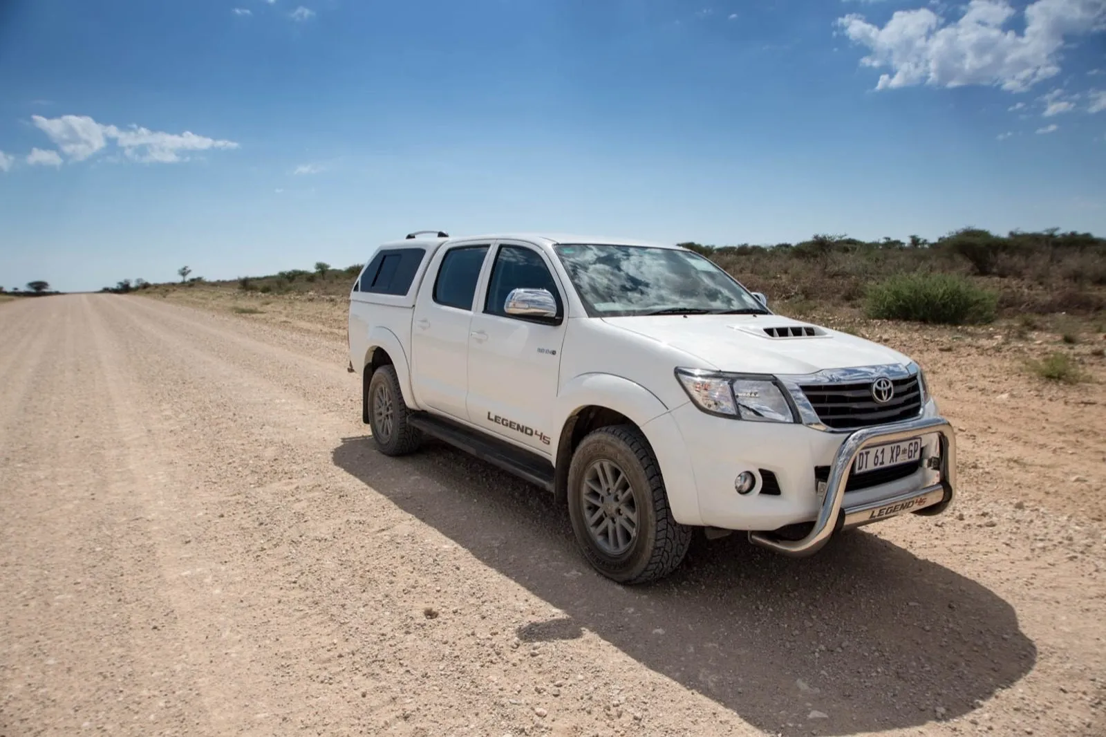 The Hilux parked at the roadside