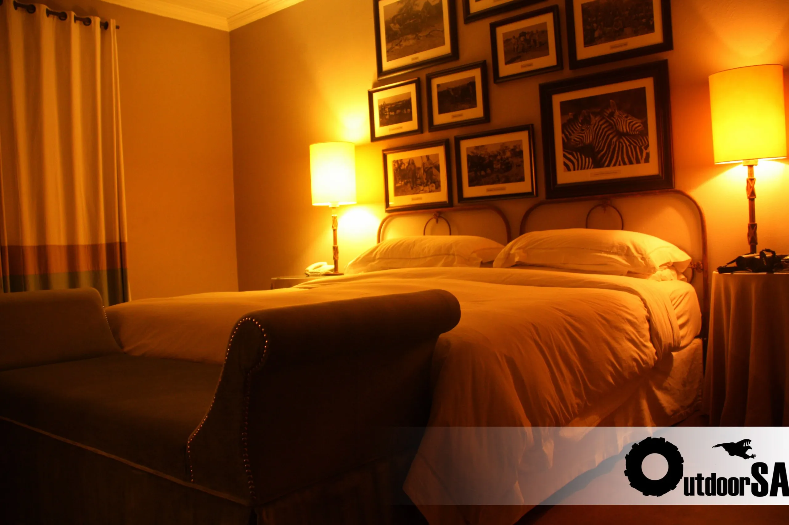 A suite at night, warm under lamplight