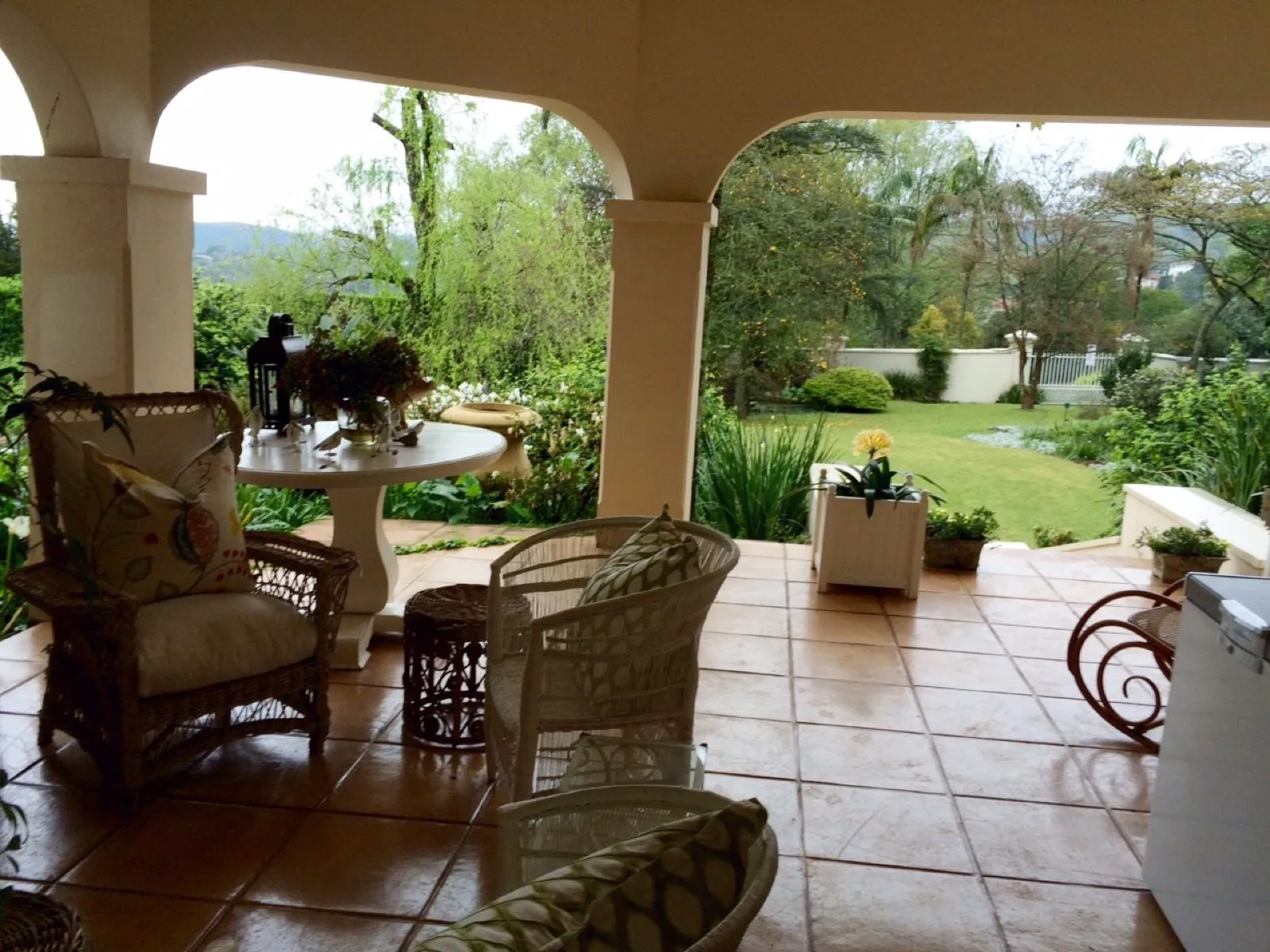 The verandah looking out over the garden
