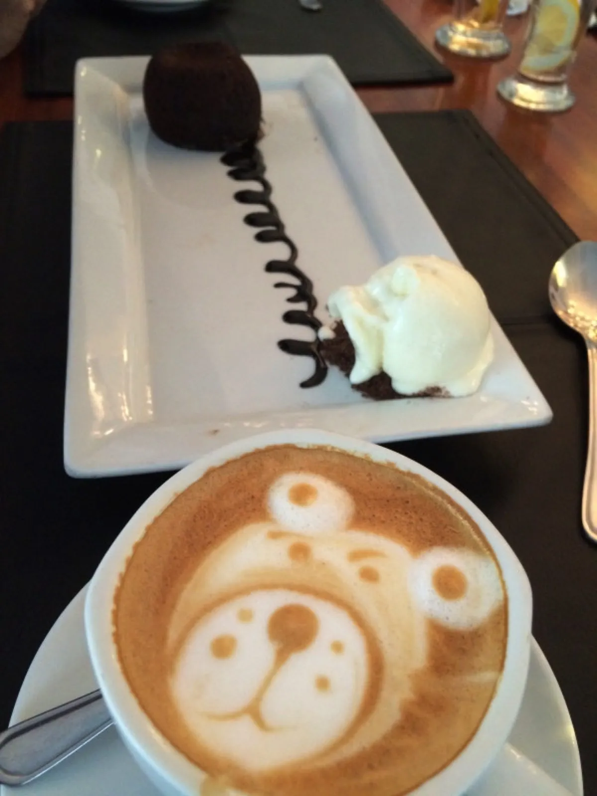 A dessert plated with a wafer