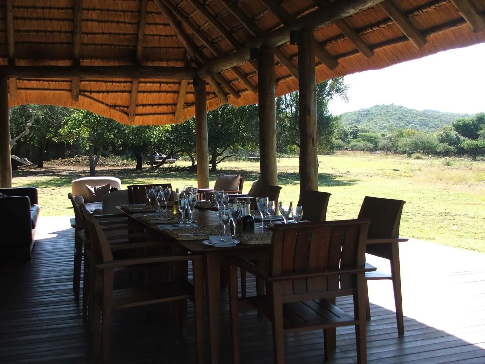 The dining table set under thatch
