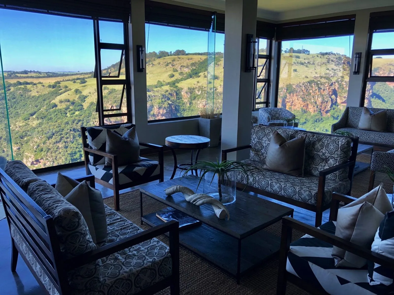 The lounge windows over the gorge